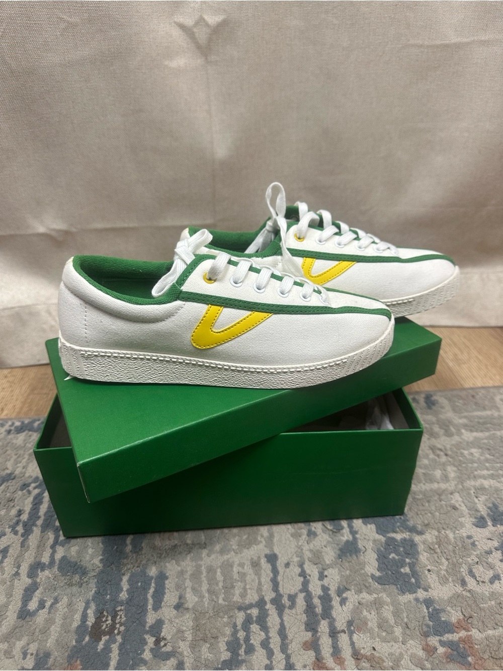 Tretorn x J.Crew Canvas Sneakers – White/Green/Yellow